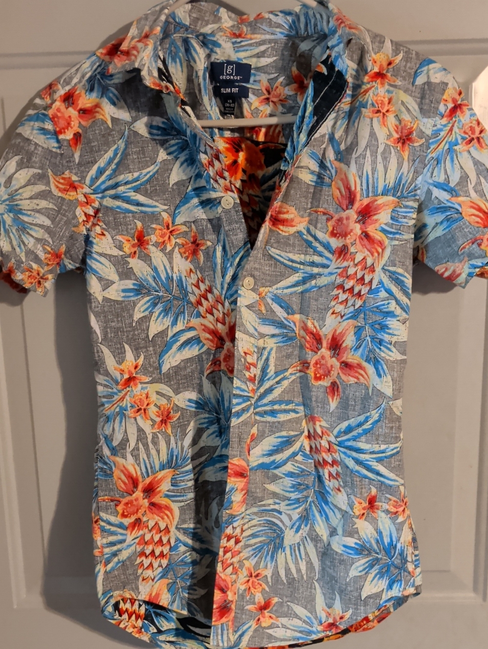 George Women's Floral Button-Down Shirt in Blue and Pink And Grey